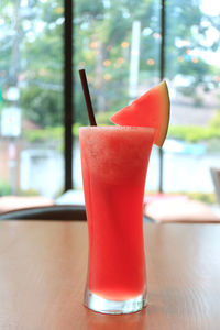 Close-up of drink in glass on table