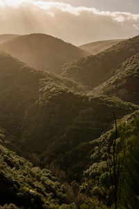 High angle view of valley against sky