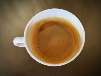 High angle view of coffee on table