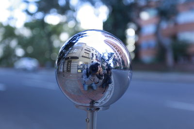 Close-up of reflection on mirror
