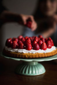 Close-up of strawberries on table