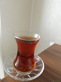 Close-up of coffee cup on table