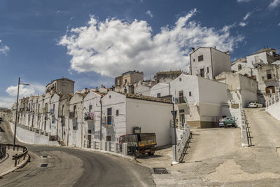 Panoramic view of buildings in city against sky