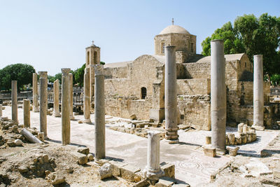 Exterior of temple against clear sky