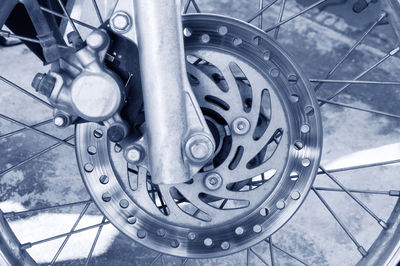 Motorcycle brake disc on a wheel,wheel and disc brakes,part of the wheel.