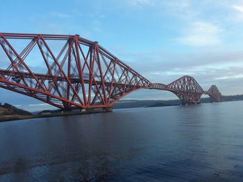 View of bridge over river against cloudy sky