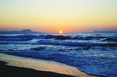 Scenic view of sea at sunset