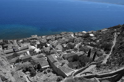 High angle view of calm sea