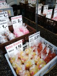 High angle view of food for sale in market