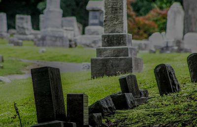 Stone cross at cemetery