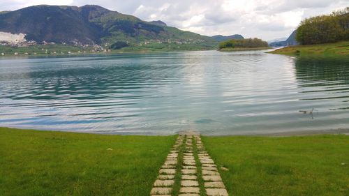 Scenic view of lake against sky