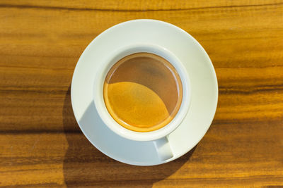 High angle view of coffee on table