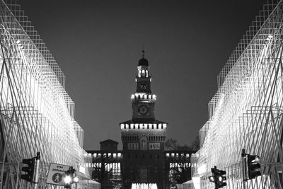 Low angle view of building at night