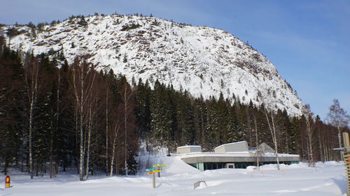 Snow covered mountain against sky