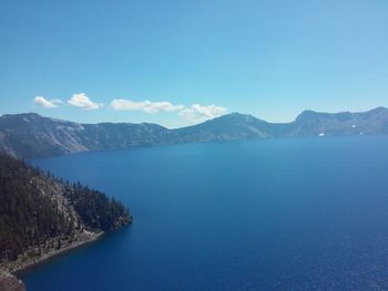 Scenic view of lake against blue sky