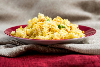 Close-up of rice in plate