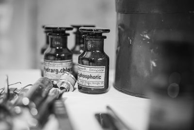 Close-up of medicines on table