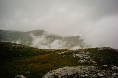 Scenic view of mountains against sky