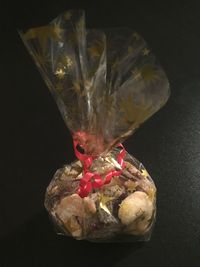 Close-up of ice cream in glass on table