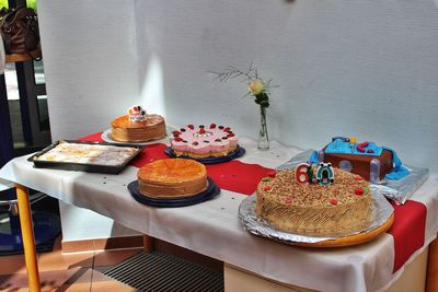 Close-up of cake on table