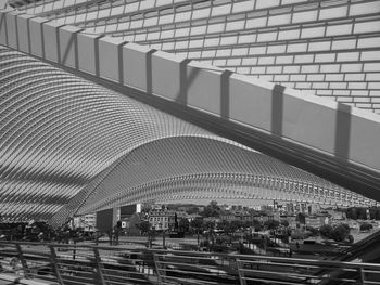 High angle view of people in high speed train station 