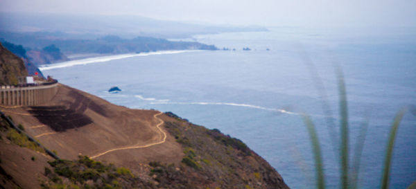 Aerial view of airplane wing