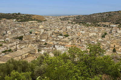  wide aerial landscape of scicli with beautiful historic buildings in the baroque style