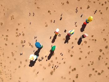High angle view of people at beach