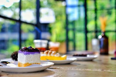 Ice cream in plate on table