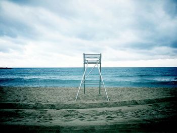 Scenic view of sea against cloudy sky