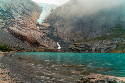 Scenic view of lake and mountains