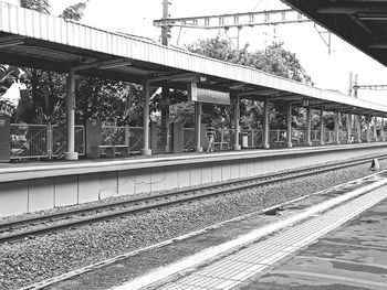 Empty railroad station platform