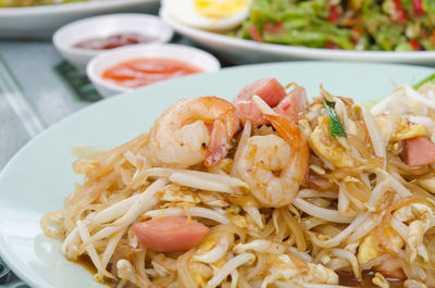 Close-up of seafood served in plate