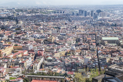 Aerial view of the historic center of naples with spaccanapoli road