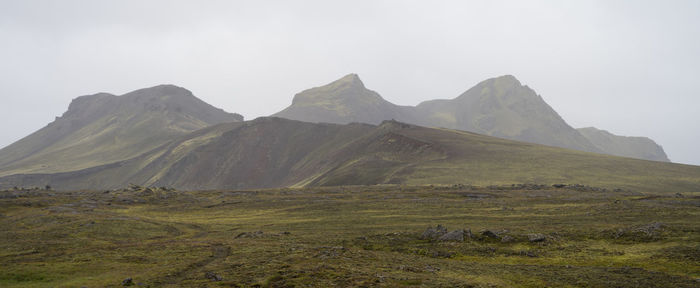 Soggy and misty day in iceland's volcanic highlands