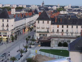 High angle view of buildings in city