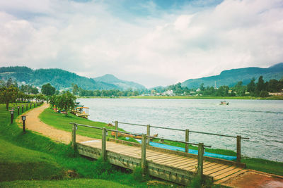 Scenic view of lake against sky