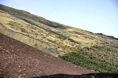 Scenic view of arid landscape against clear sky