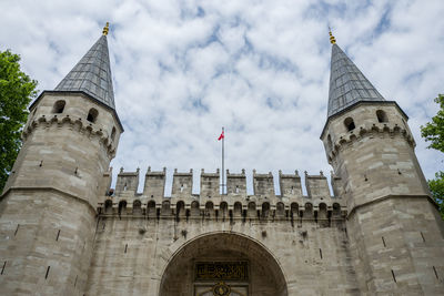 Low angle view of historical building against sky