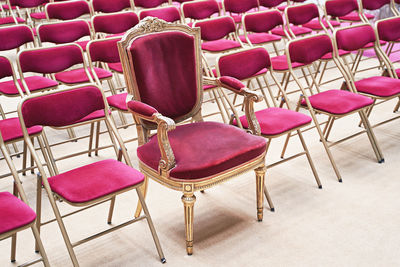 High angle view of arranged chairs