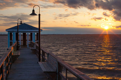 A pier at sunset