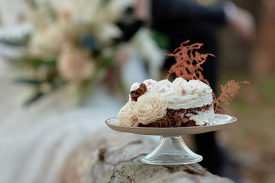 Close-up of wedding cake