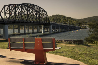 Bridge over river against sky