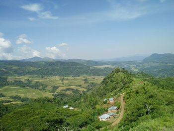 High angle view of landscape against sky