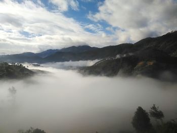 Scenic view of mountains against sky