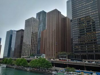 City skyline with river in background