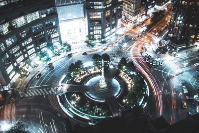 Aerial view of traffic in big city