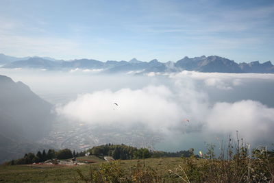 Scenic view of mountains against sky