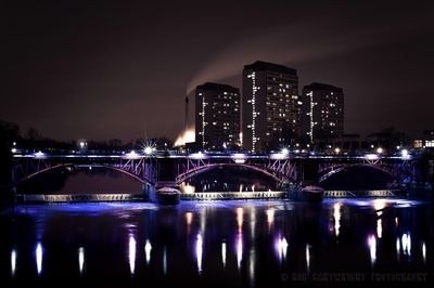 Illuminated cityscape at night