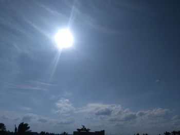 Low angle view of sky during sunny day